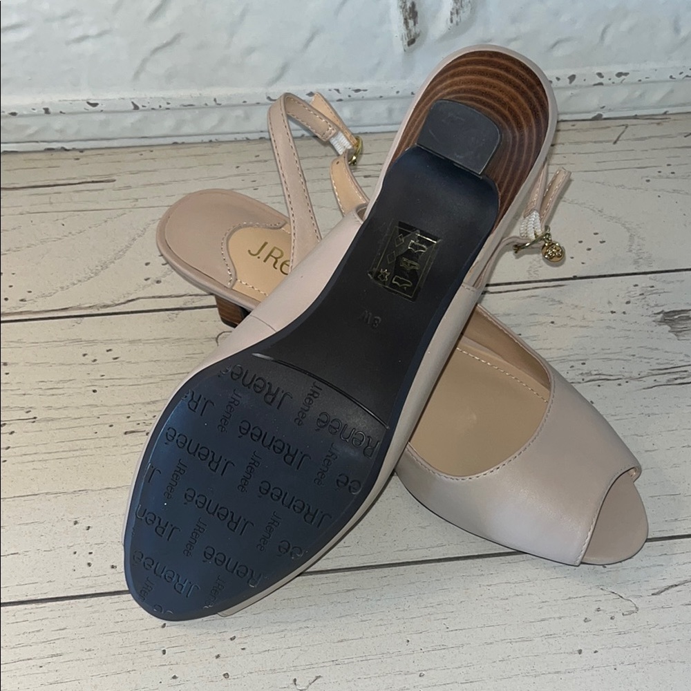 J.Renee Nude-Tan Peep-Toe Heels with Slingback - Picture 6 of 6